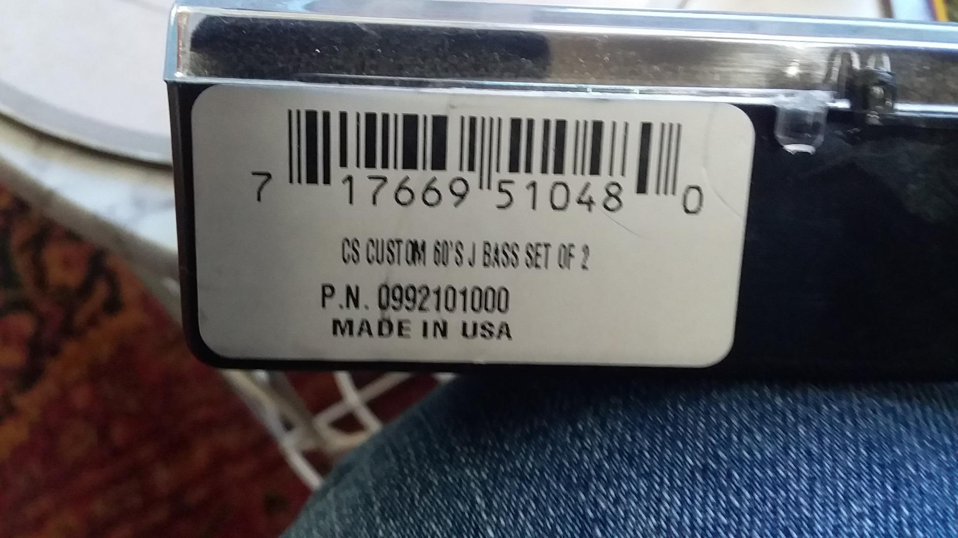 Fender Custom Shop '60s Jazz Bass Pickups customer photo 2