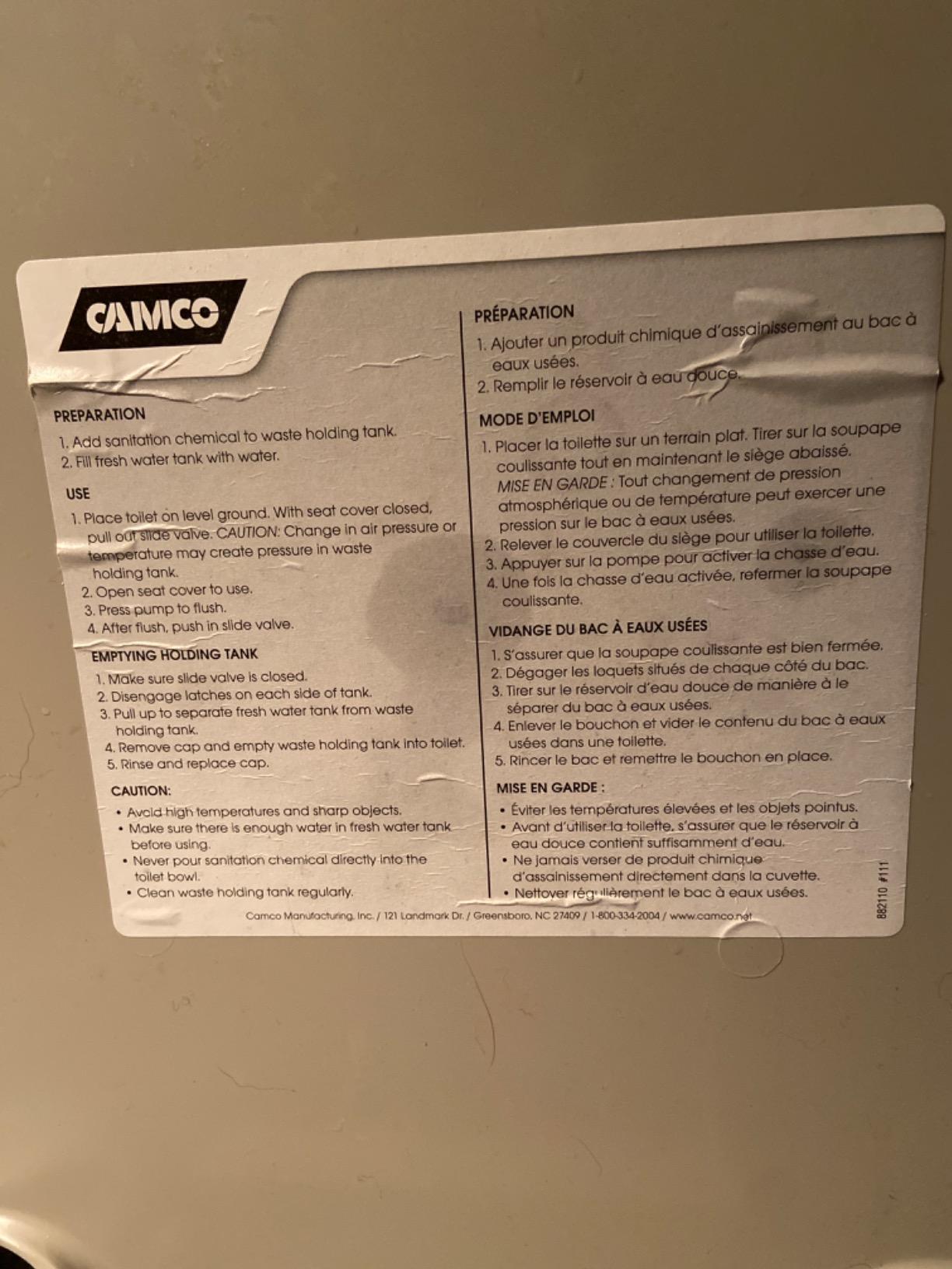 Camco Portable RV Toilet with Detachable Tank, Gray, 2.6 Gallon, 41531 customer photo 2