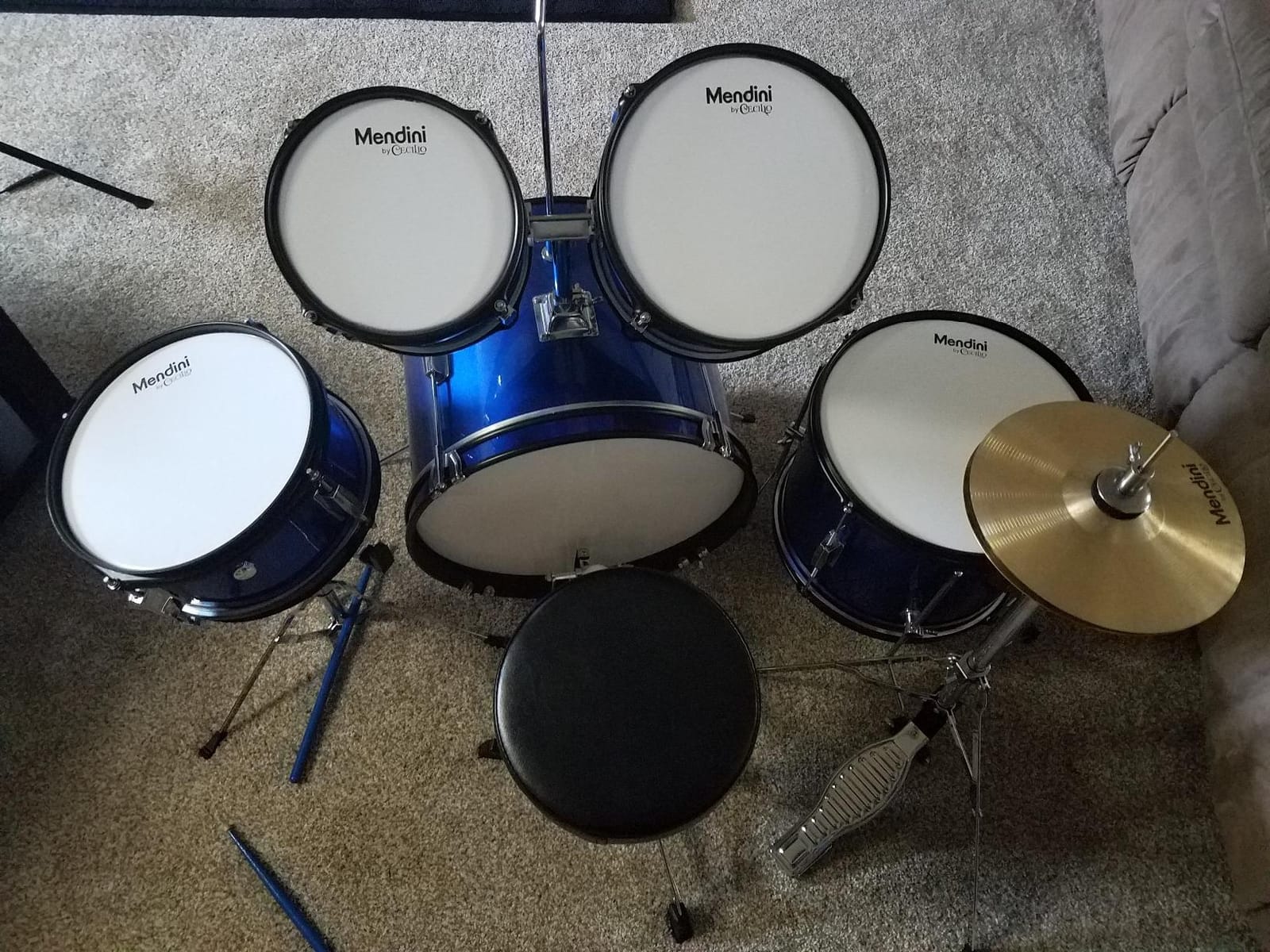 Mendini by Cecilio 5 Piece 16 Inch Junior Drums Set - Metallic Blue customer photo 1
