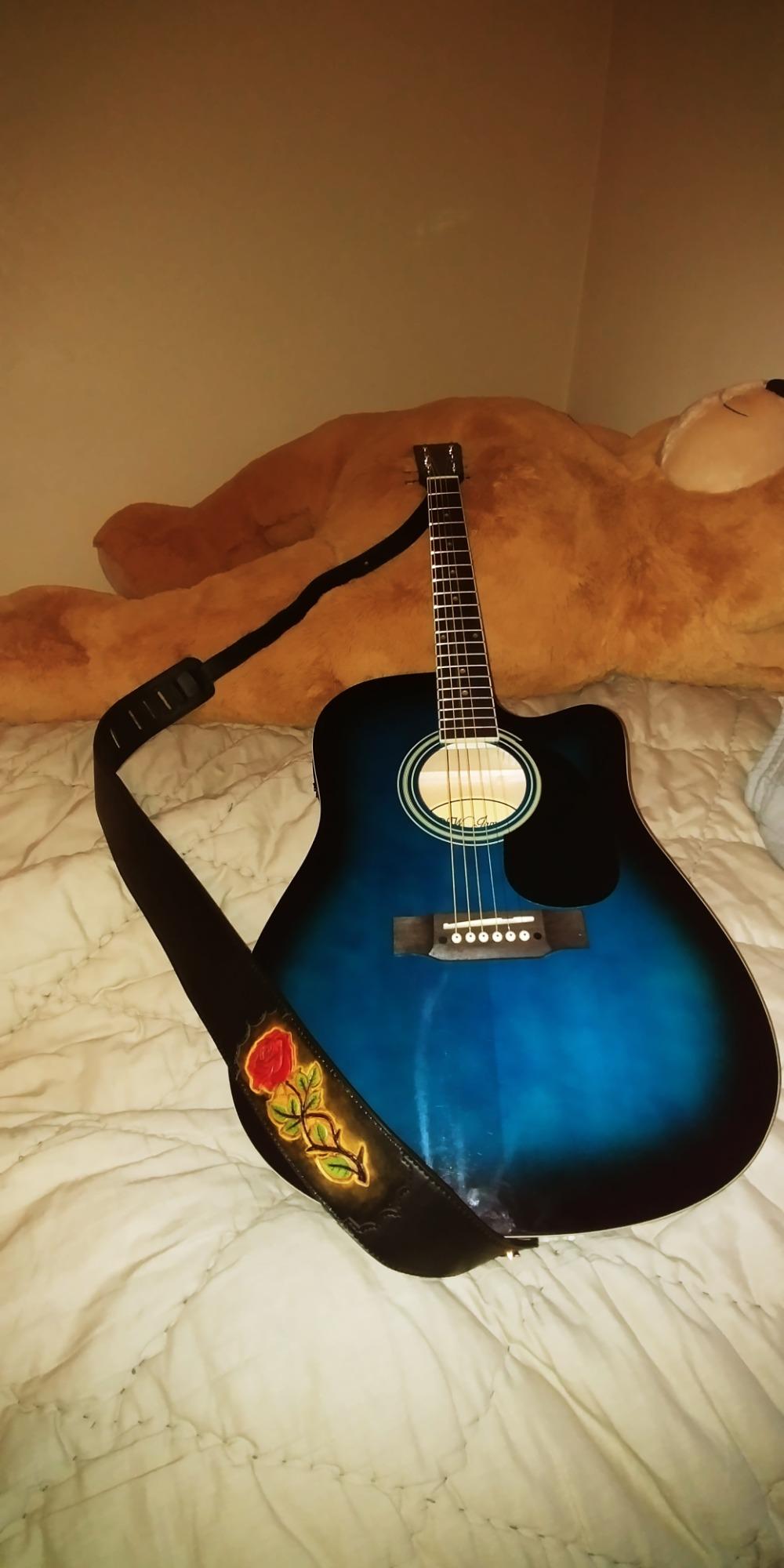 Jameson Guitars Full Size Thinline Acoustic Electric Guitar with Free Gig Bag Case & Picks Red Right Handed customer photo 2