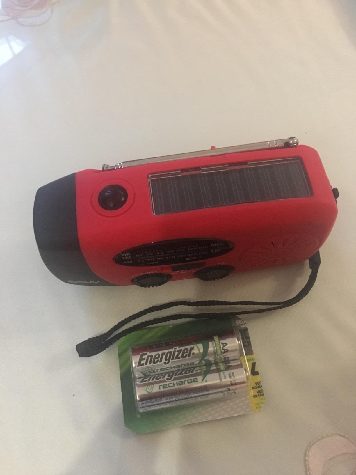 Esky Emergency Hand Crank Radio 7400mWh with 3 LED Flashlight, AM/FM/NOAA Portable Weather Radio with Built-in 2000mAh Battery, Solar Powered Radio for Indoor Outdoor Survival Camping, SOS Alarm customer photo 2