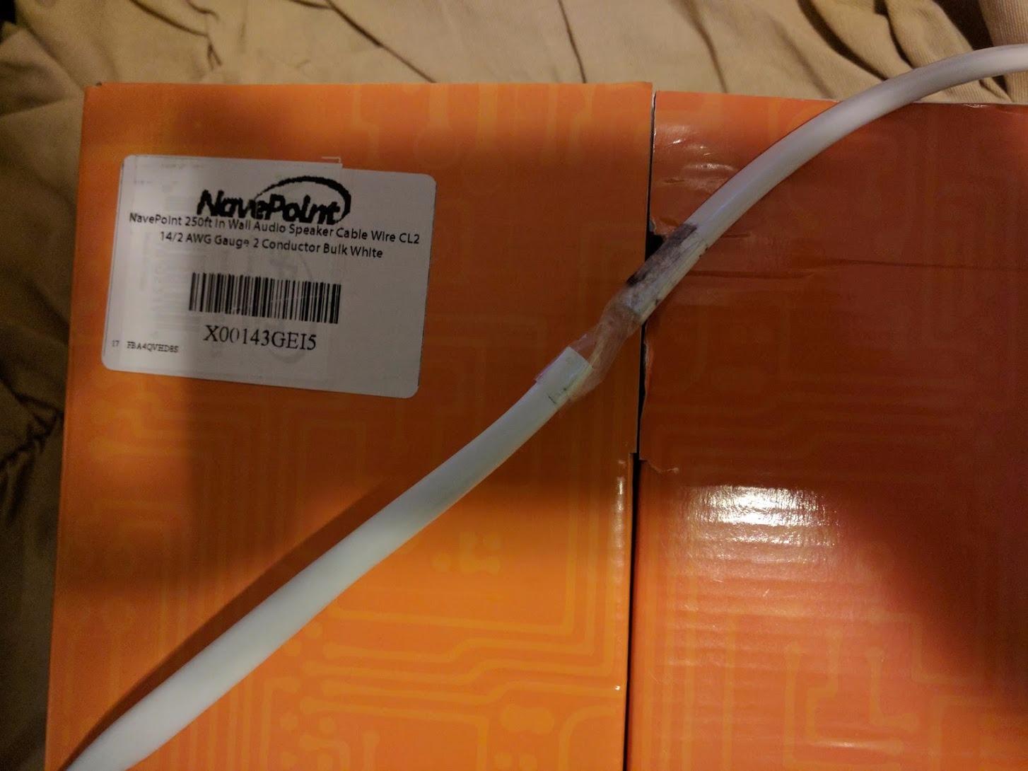 NavePoint 500ft in Wall Audio Speaker Cable Wire CL2 14/2 AWG Gauge 2 Conductor Bulk White customer photo 2