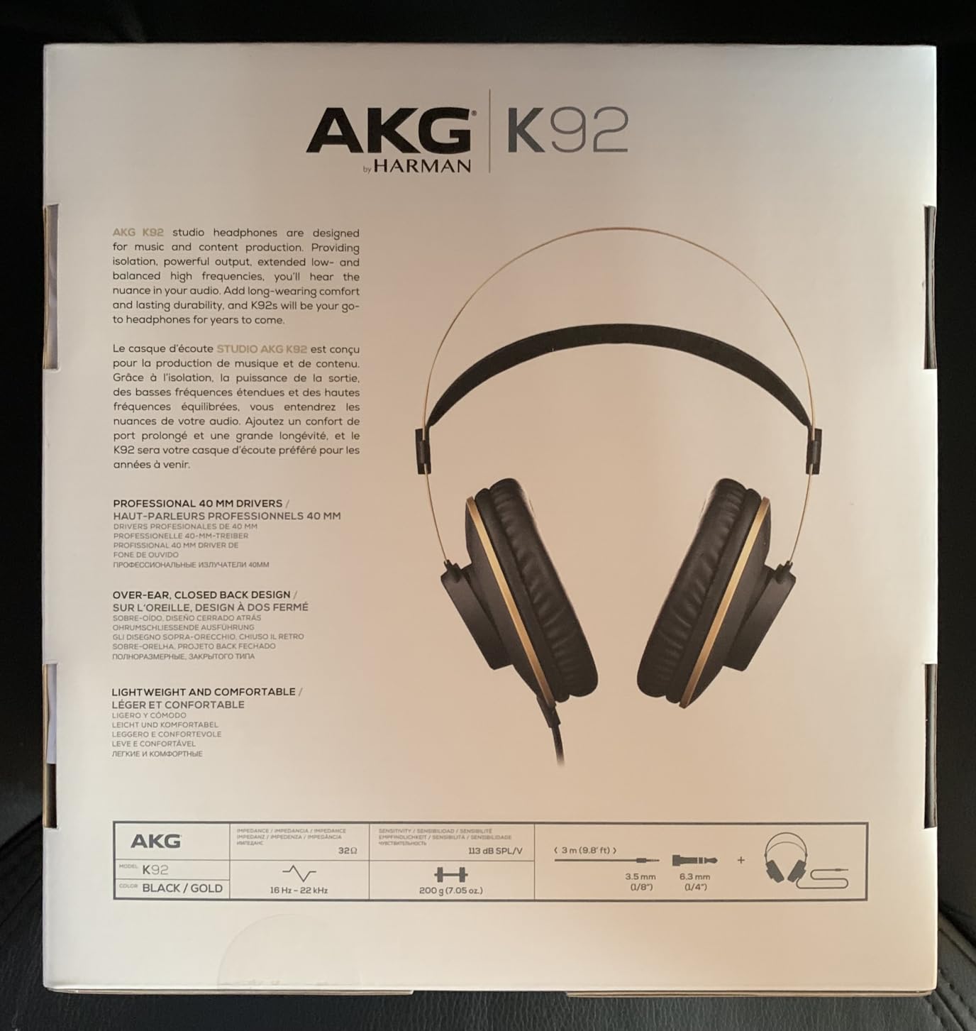 AKG Pro Audio K92 Over-Ear, Closed-Back, Critical Listening and Studio Headphones, Matte Black and Gold customer photo 2