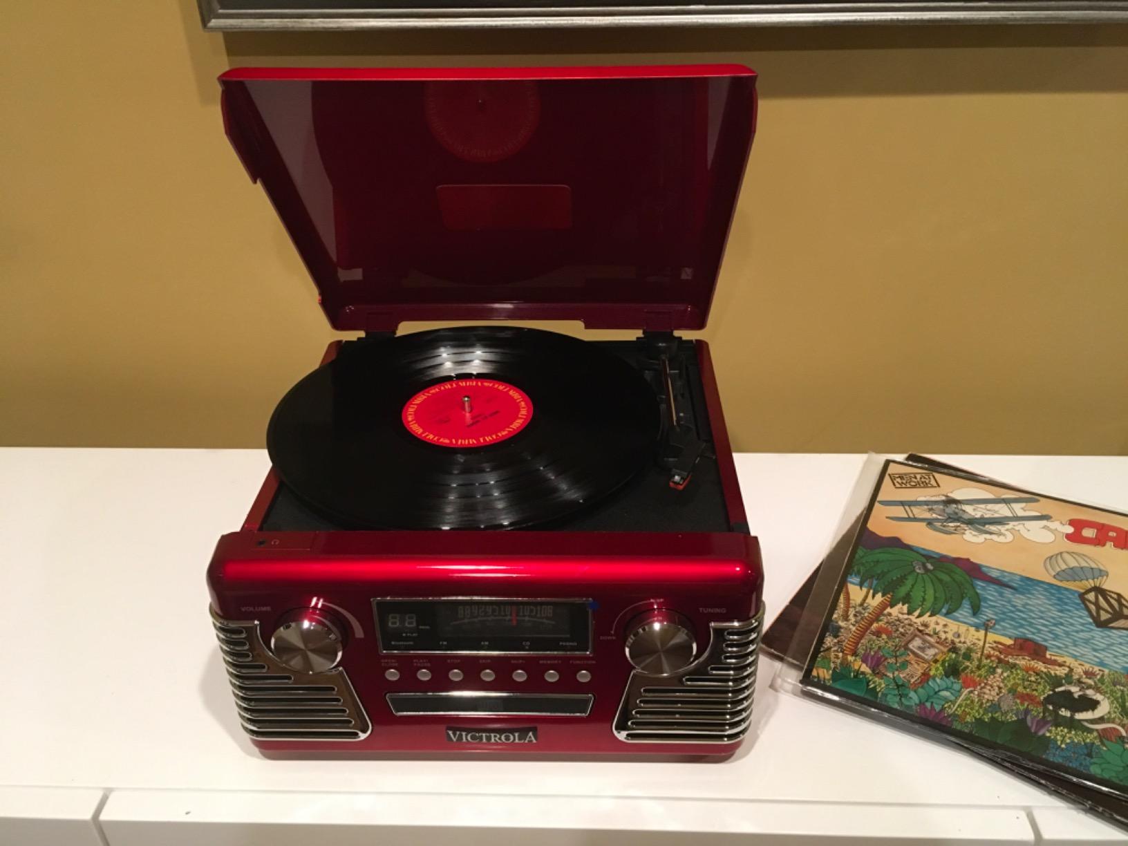 Victrola Haley - Retro Bluetooth Record Player with CD Player - Red customer photo 2