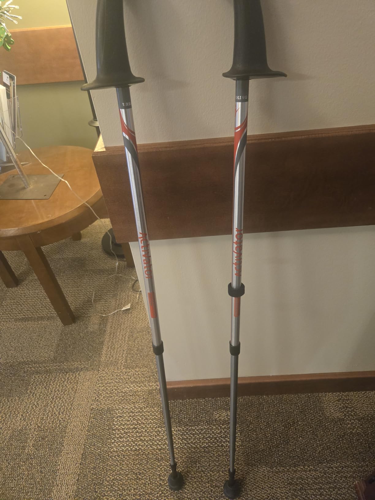 Urban Poling ACTIVATOR® Walking Poles for Balance and Rehabilitation – 1 Pair – Ergonomic CoreGrip™ Handles – Adjustable, Collapsible, and Lightweight for Stability and Recovery in Silver/Red customer photo 1