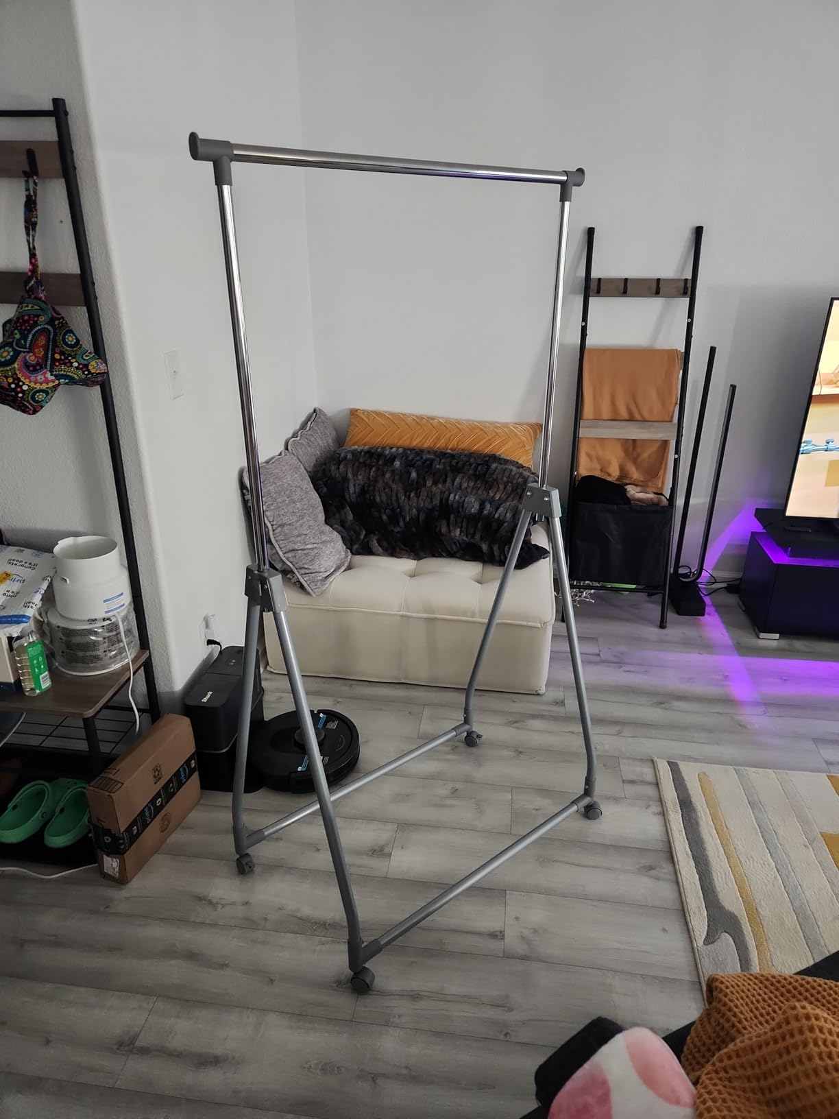 Whitmor Foldable Garment Rack - Rolling Clothes Rack - Adjustable Height - Silver customer photo 2