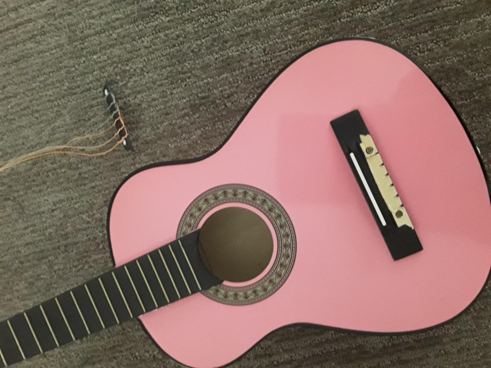 MasterPlay Kids Guitar, 30” Beginner Classical Wood Guitar For Learners, With starter kit, Bag, Strap, Tuner, Pick, Extra String, Cleaning cloth, Christmas, Birthday Gift for Girls Ages 5-12, Pink customer photo 1