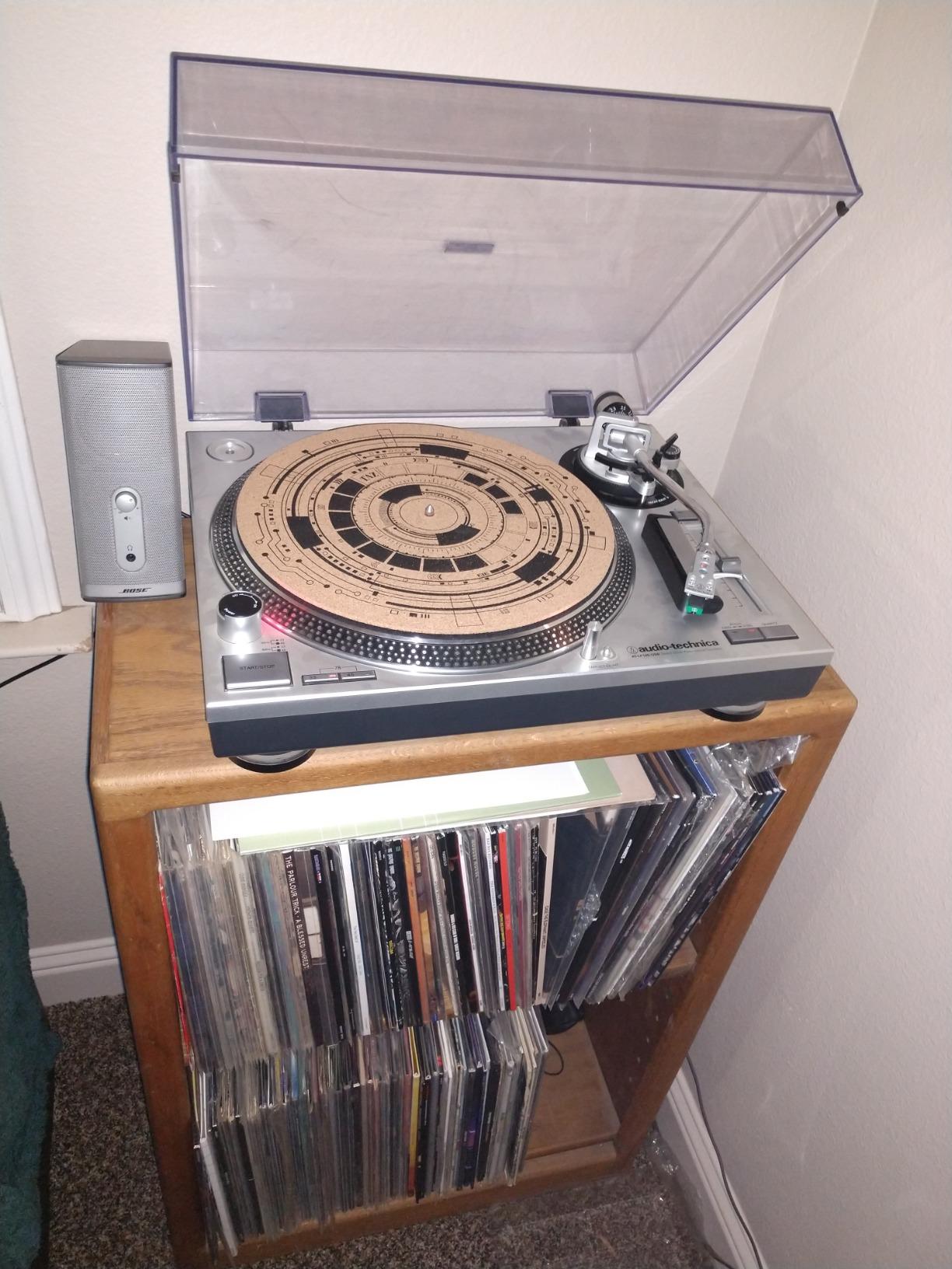 Cork Turntable Mat for Better Sound Support on Vinyl LP Record Player - Original Geometric Design Psychedelic Geometric Black Light Art [4mm Thickness]-m5 customer photo 2