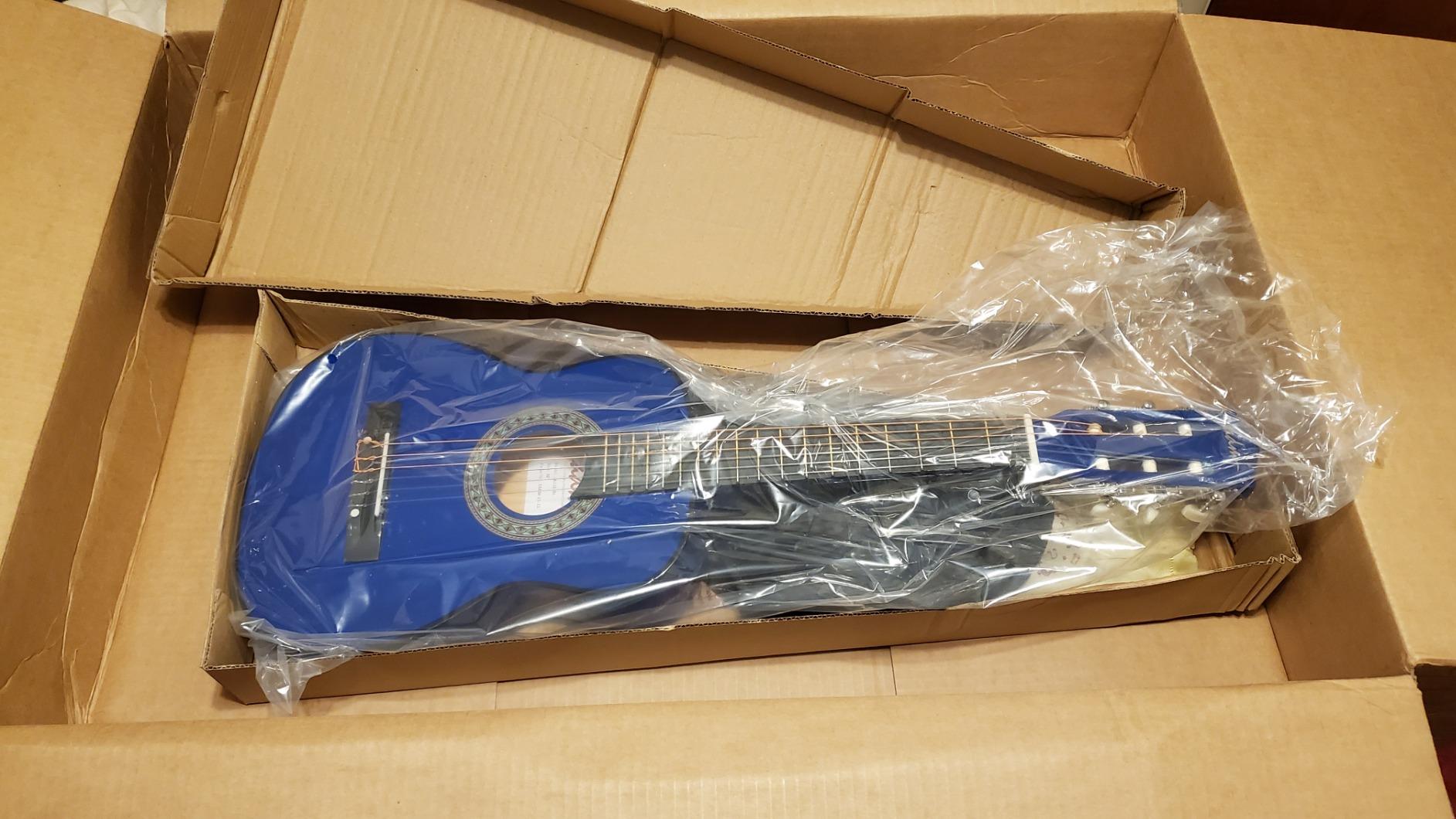 ADM Beginner Acoustic Classical Guitar 30 Inch Nylon Strings Wooden Guitar Bundle Kit for Kid Boy Girl Student Youth Guitarra Online Lessons with Gig Bag, Strap, Tuner, Extra Strings, Picks,Blue customer photo 1