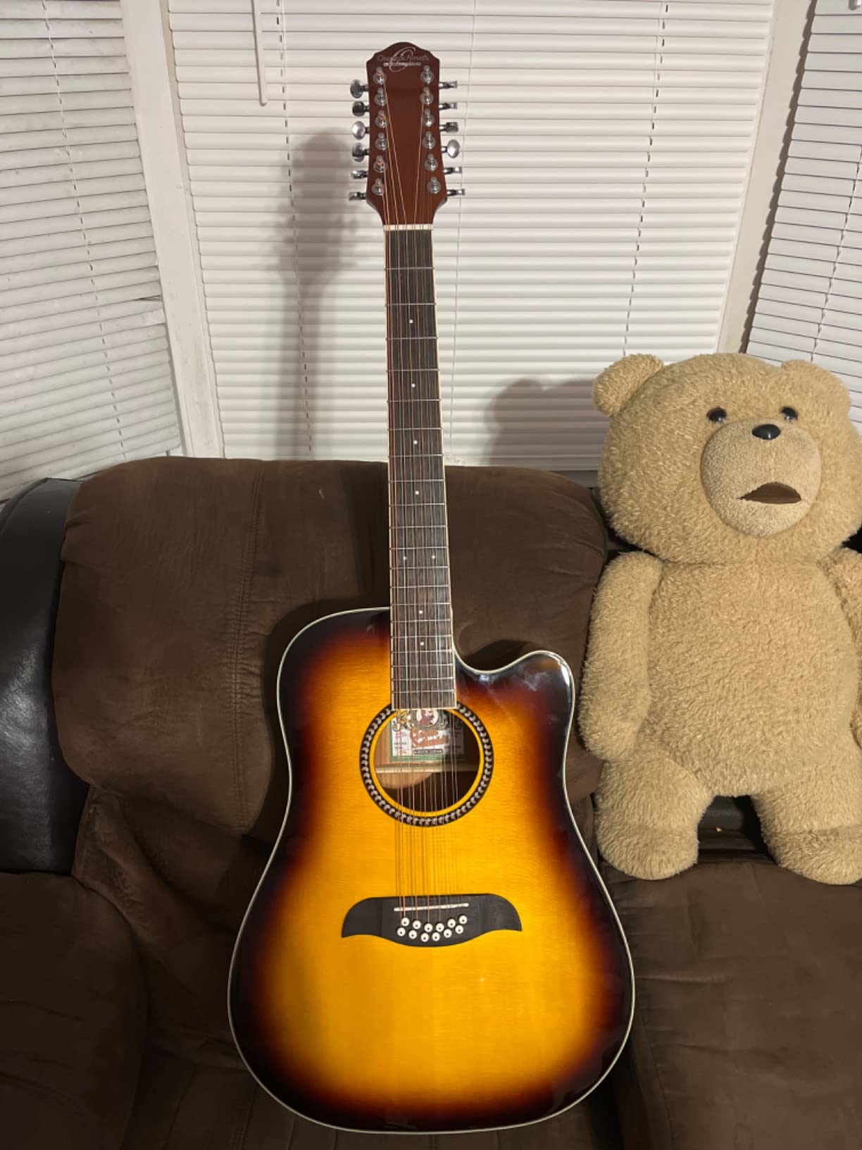 Oscar Schmidt OD312CEB-A Dreadnought (12 String) Cutaway Acoustic Electric Guitar. Black customer photo 2