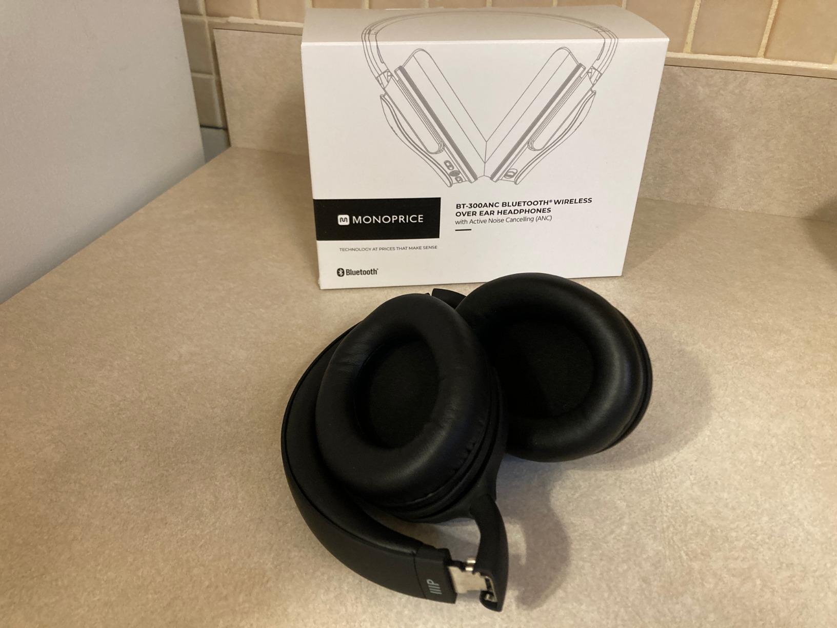 Monoprice Wireless Over Ear Headphones - Active Noise Cancelling (ANC) Bluetooth 5.0, Extended Playtime, Qualcomm aptX Audio, 40mm Drivers, Black customer photo 1