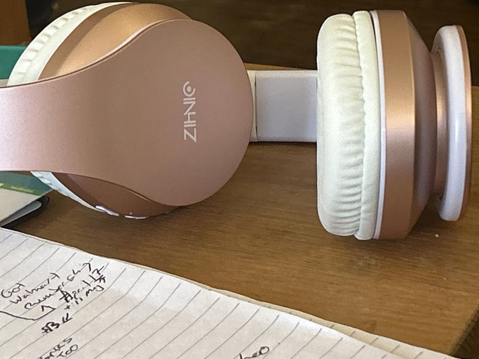 ZIHNIC Bluetooth Headphones Over-Ear, Foldable Wireless and Wired Stereo Headset Micro SD/TF, FM for Cell Phone,PC,Soft Earmuffs &Light Weight for Prolonged Wearing(Rose Gold) customer photo 2