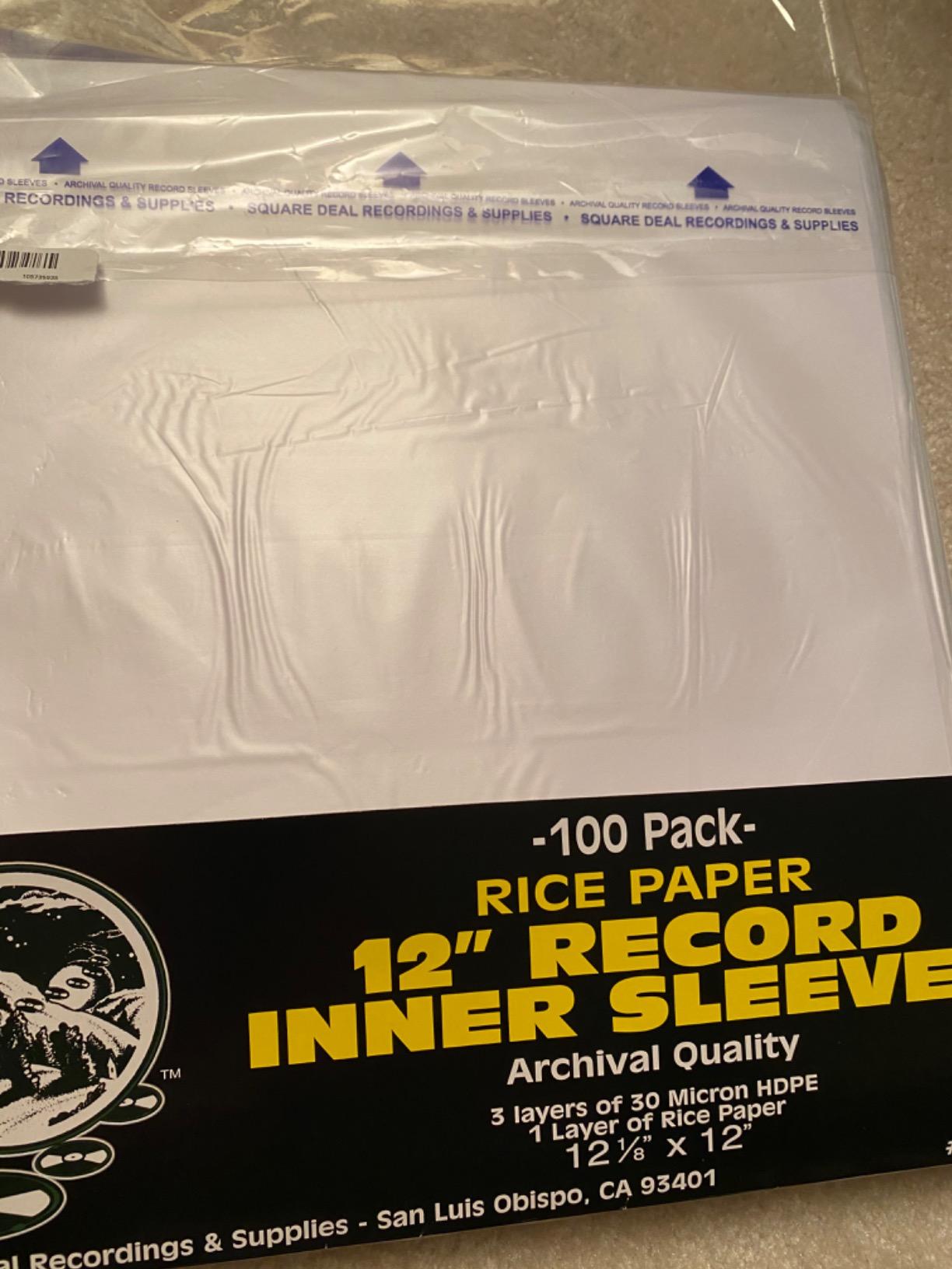 (100) 12 Inch Record Inner Sleeves - 3-Layers of Archival Quality, Anti-Static HDPE with Rice Paper Enclosed Insert for Extra Rigidity #12IM customer photo 2