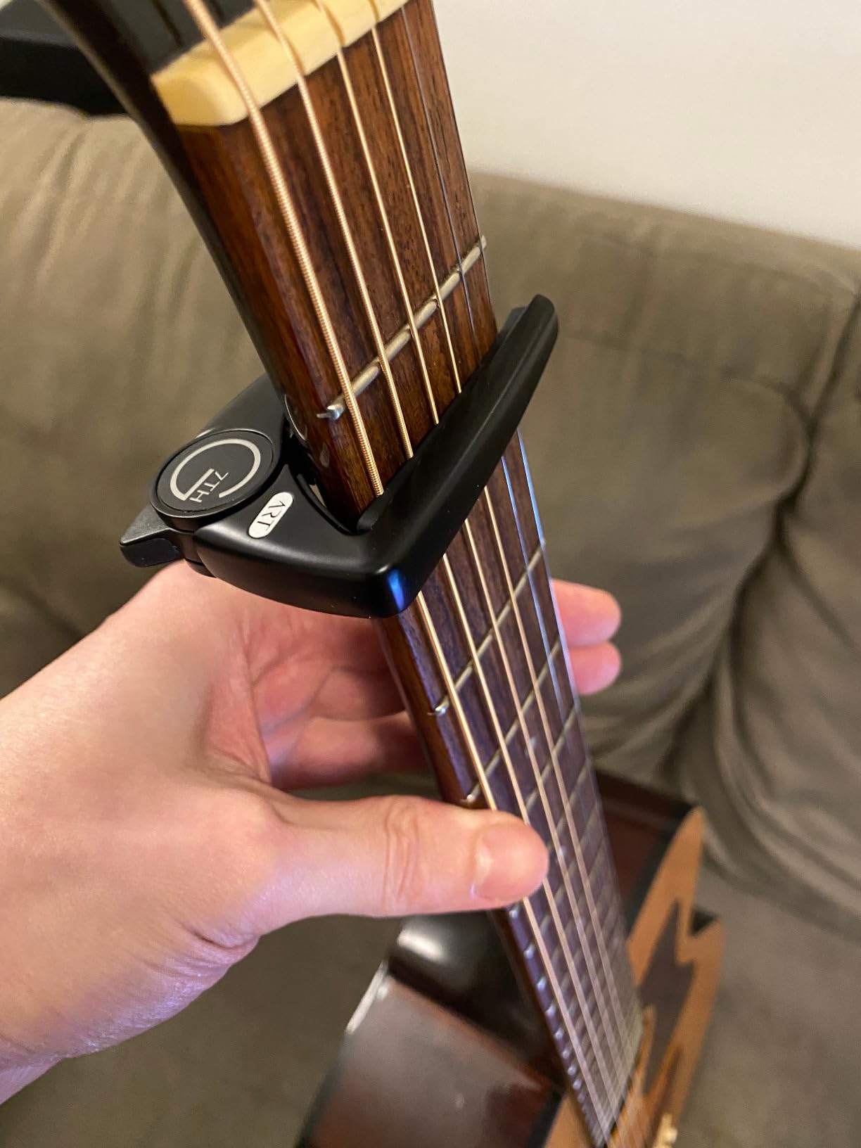 G7th Performance 3 6 String Black Guitar Capo - Groundbreaking Tension Control & Adaptive Radius Technology - The Perfect Capo for Acoustic and Electric Guitar - UK Designed customer photo 2