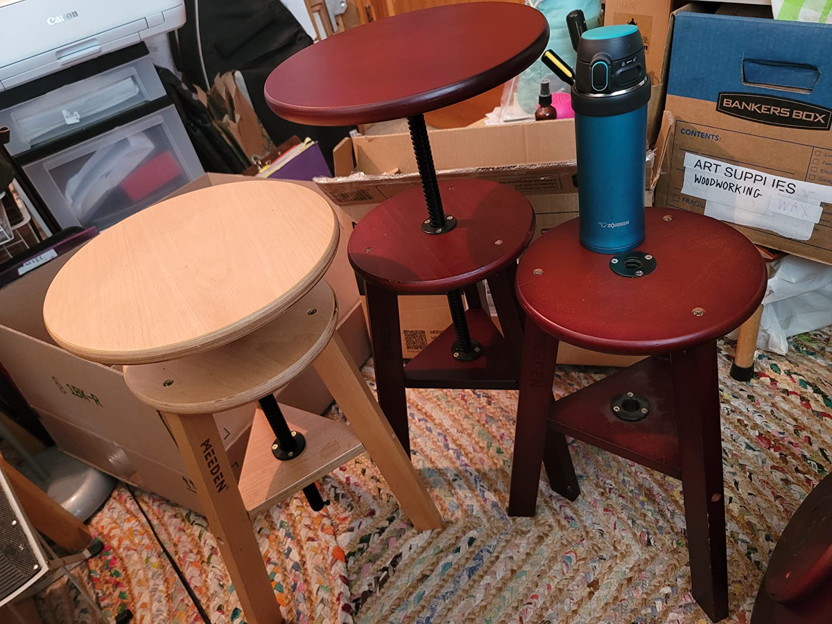 MEEDEN Artist Wooden Drafting Stool: Adjustable Height Art Stool for Studio customer photo 2