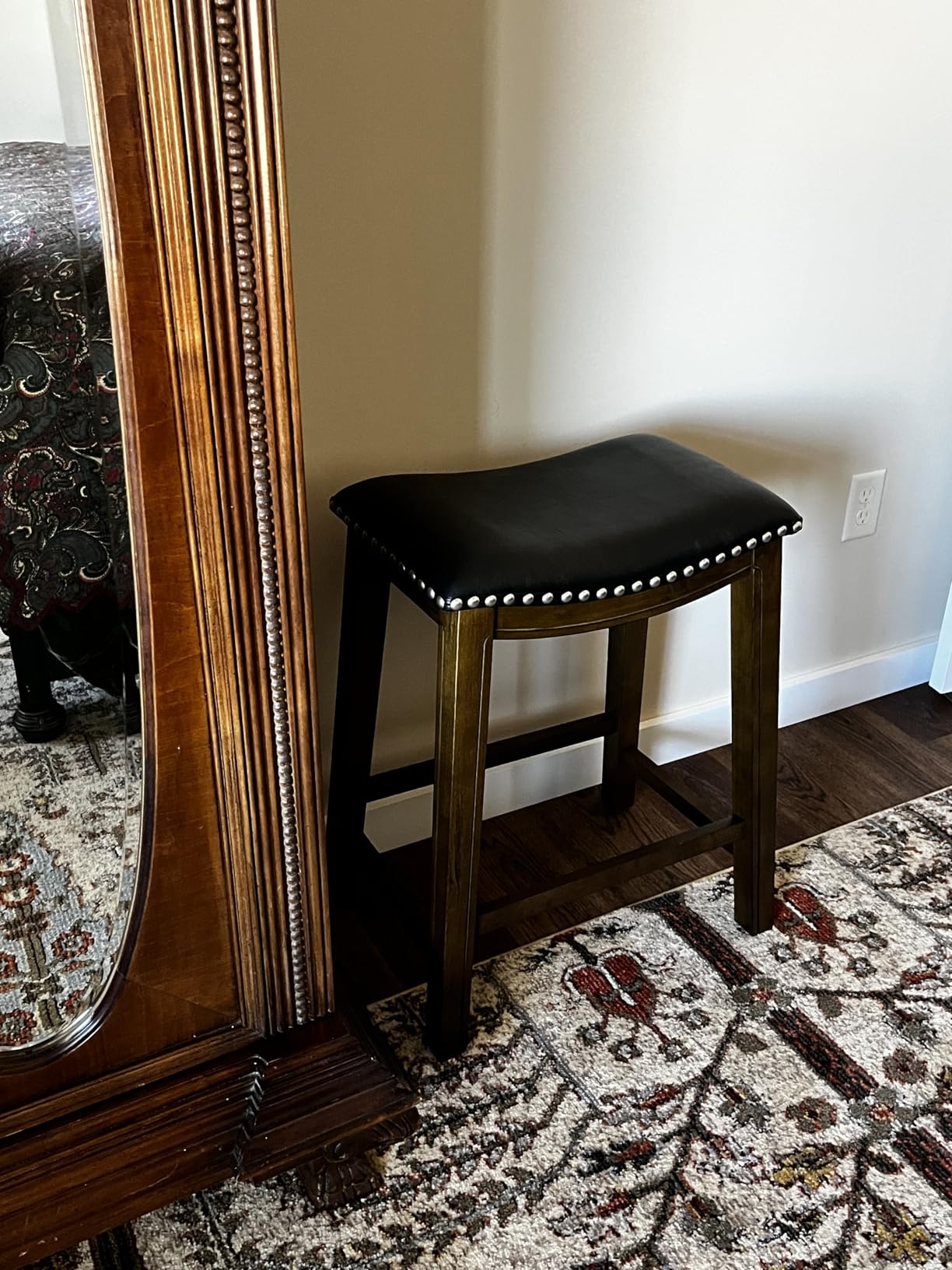 Lexicon Ordway Solid Wood Bar Stools - Saddle Bar Height Stools for Transitional Dining Versatile Kitchen Seating Options, Perfect for Casual Entertaining Spaces, 30