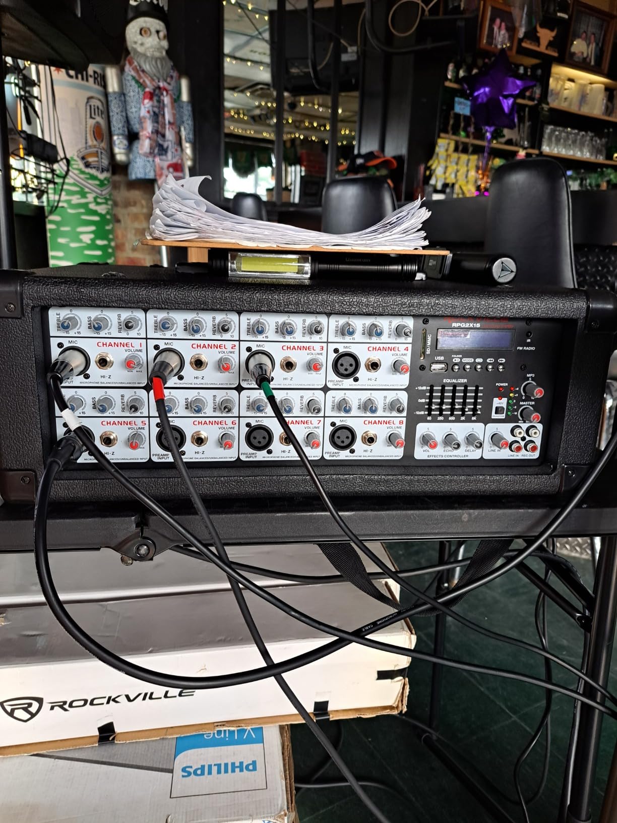 Rockville RPG2X10 V2 10 in Package PA System 200W RMS / 800W Peak, 4-Channel Powered Mixer with Bluetooth, 2 Speakers, 2 Stands, 2 RMM-XLR Mics, USB SD MP3, for DJ Karaoke Events customer photo 2