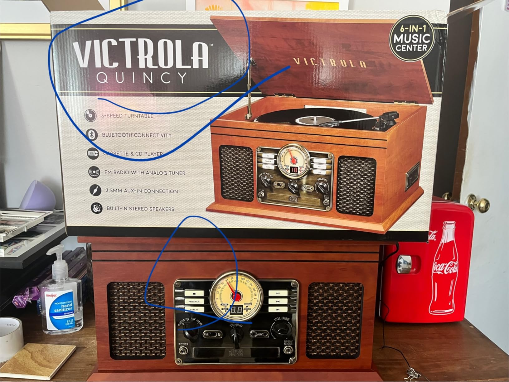 Victrola Ashford – 3-Speed Belt Driven Bluetooth Record Player with CD, Cassette, FM Radio, Aux-In & Built-In Stereo Speakers (Mahogany) customer photo 1