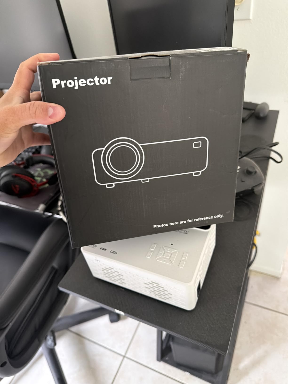 TMY 1080P Mini Portable Projector, 2-way Bluetooth, with 80in Screen customer photo 2