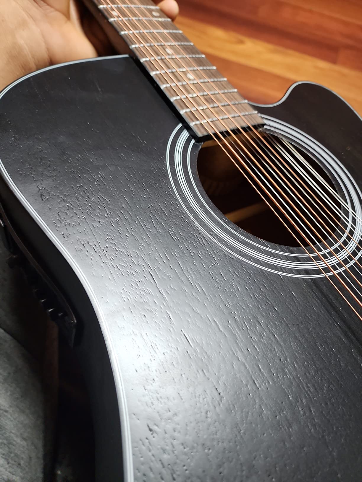 12 String Acoustic Guitar Cutaway,Adjustable Truss Rod Full Size Bundle with Gig Bag,Tuner,Strings,Strap, Picks, Black By Janerock customer photo 1