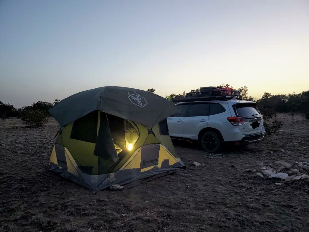 Gazelle Tents™ T4 Hub Tent, Easy 90 Second Set-Up, Waterproof, UV Resistant, Removable Floor, Ample Storage Options, 4-Person, Alpine Green, 94
