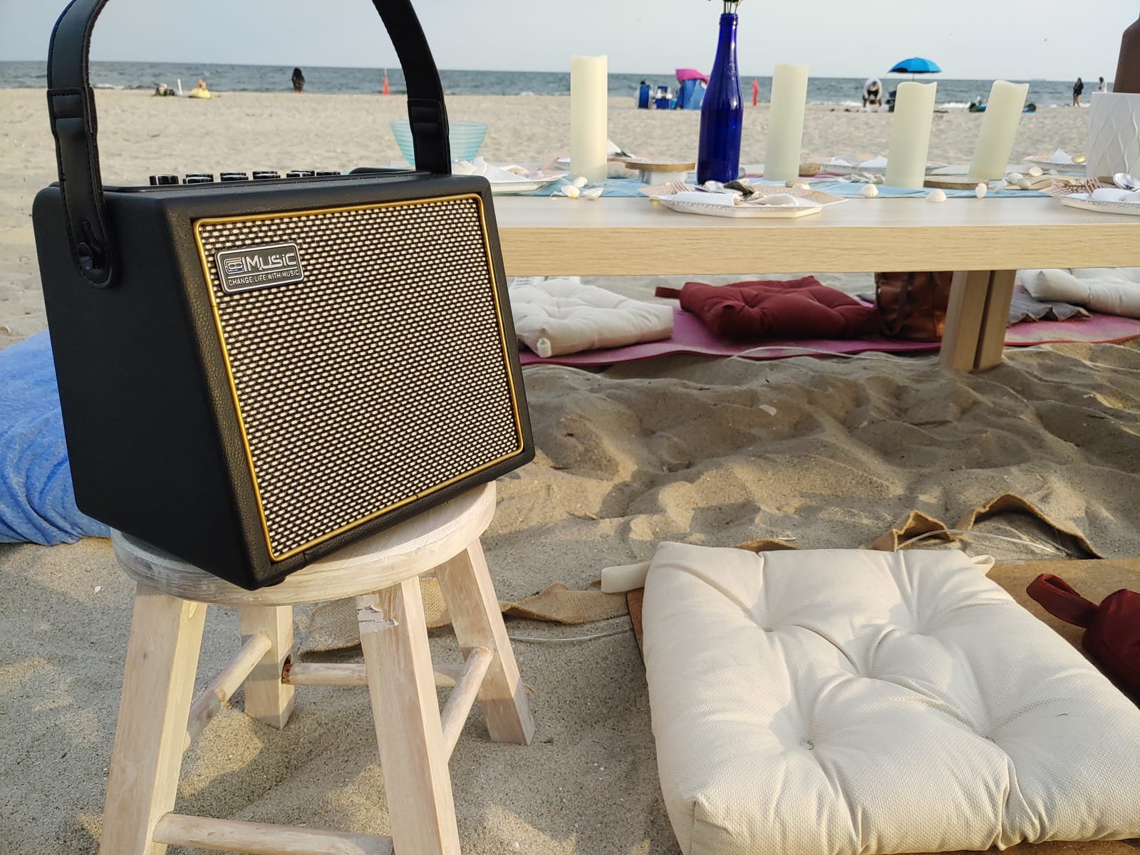 Acoustic Guitar Amplifier, 30 Watt Bluetooth Speaker Rechargeable Portable Acoustic Guitar Amp with Reverb Chorus Effect,3 Inputs, Black customer photo 2