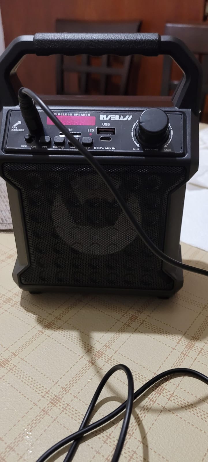 Risebass Karaoke Bluetooth Party Speaker with Microphone – Portable Wireless Karaoke Machine for Indoor/Outdoor Parties – Loud Speaker for Thanksgiving or Christmas – SD, AUX, USB customer photo 1