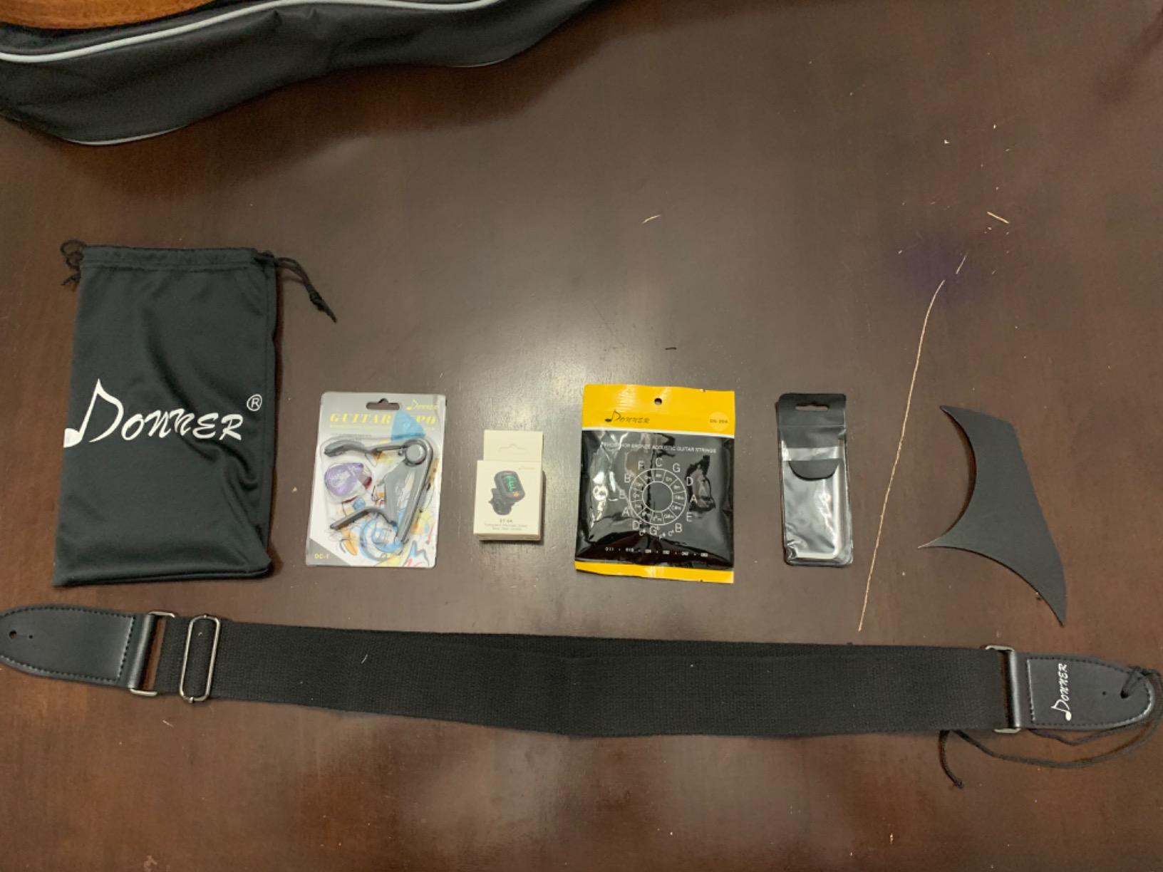 Donner Acoustic Guitar for Beginner Adult 40 Inch Cutaway Acustica Guitarra Bundle Kit with Pickup Online Lesson Bag Tuner Capo Strap Mini Jumbo Travel Teen Right Hand Black Brown DAJ-110CD customer photo 1