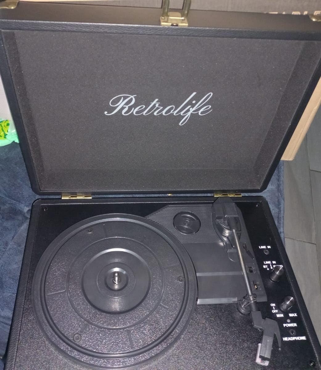 Retrolife® Vinyl Record Player with Speakers, Bluetooth Vinyl Player-Black customer photo 2