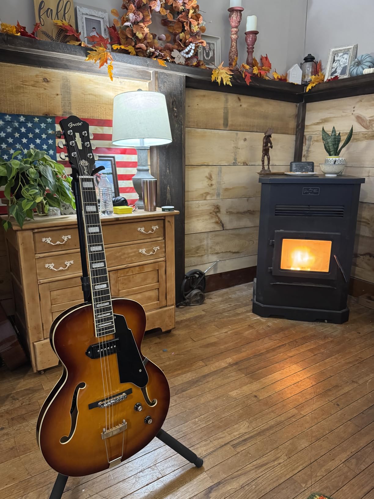 GROTE Jazz Electric Guitar Hollow Body Chrome Hardware P90 pickup (Vintage Sunburst) customer photo 1