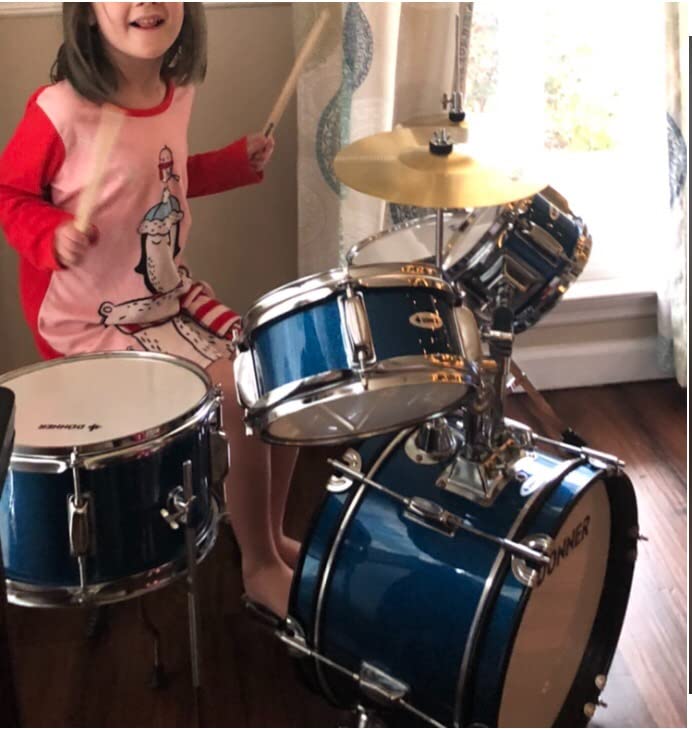 Kids Drum Sets-Donner 5-Piece for Beginners,14 inch Junior Drum Kit, with Adjustable Throne, Cymbal, Hi-Hat, Pedal & Drumstick, Present for Child-Blue customer photo 2