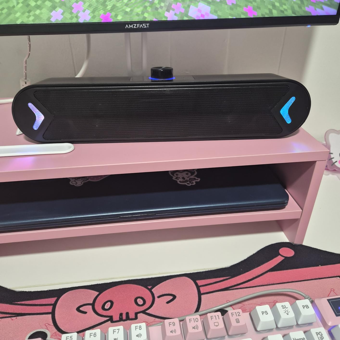 LENRUE Computer Speakers,PC Speakers for Desktop,Wired USB-Powered Sound-bar for Computer with 10W Stereo Sound and Colorful Light,Plug-n-Play (A39PRO /Black) customer photo 2