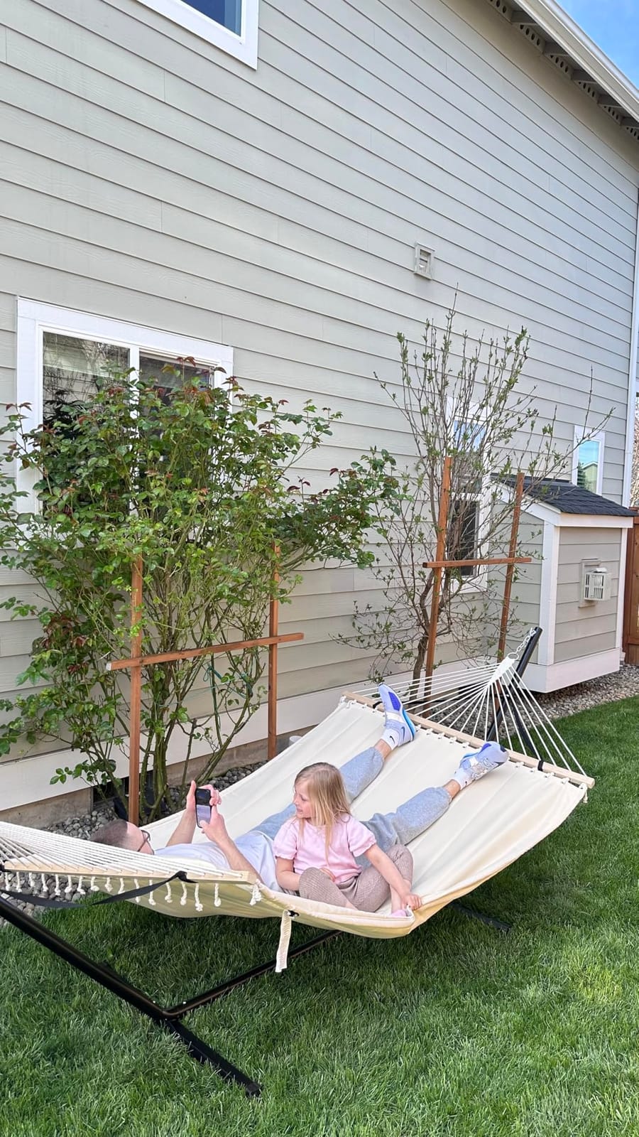 SUNCREAT 2 Person Hammock with Stand, 475 lbs Capacity, Dark Grey customer photo 1
