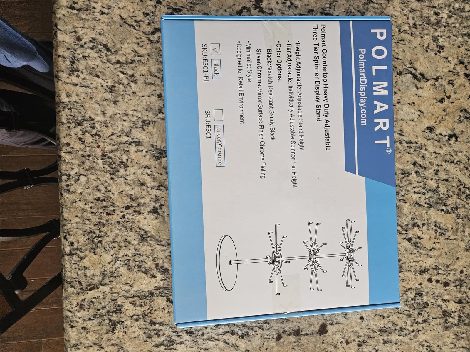 Polmart Heavy Duty Dual Heights (Stand & Tiers) Adjustable Countertop Spinner Display Stand (Black, 3-Tier) customer photo 2