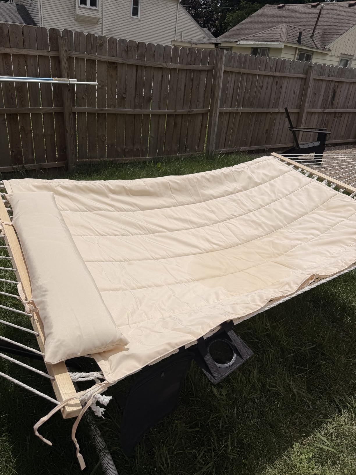 SUNCREAT Double Outdoor Hammock with Stand Included, Beige customer photo 2