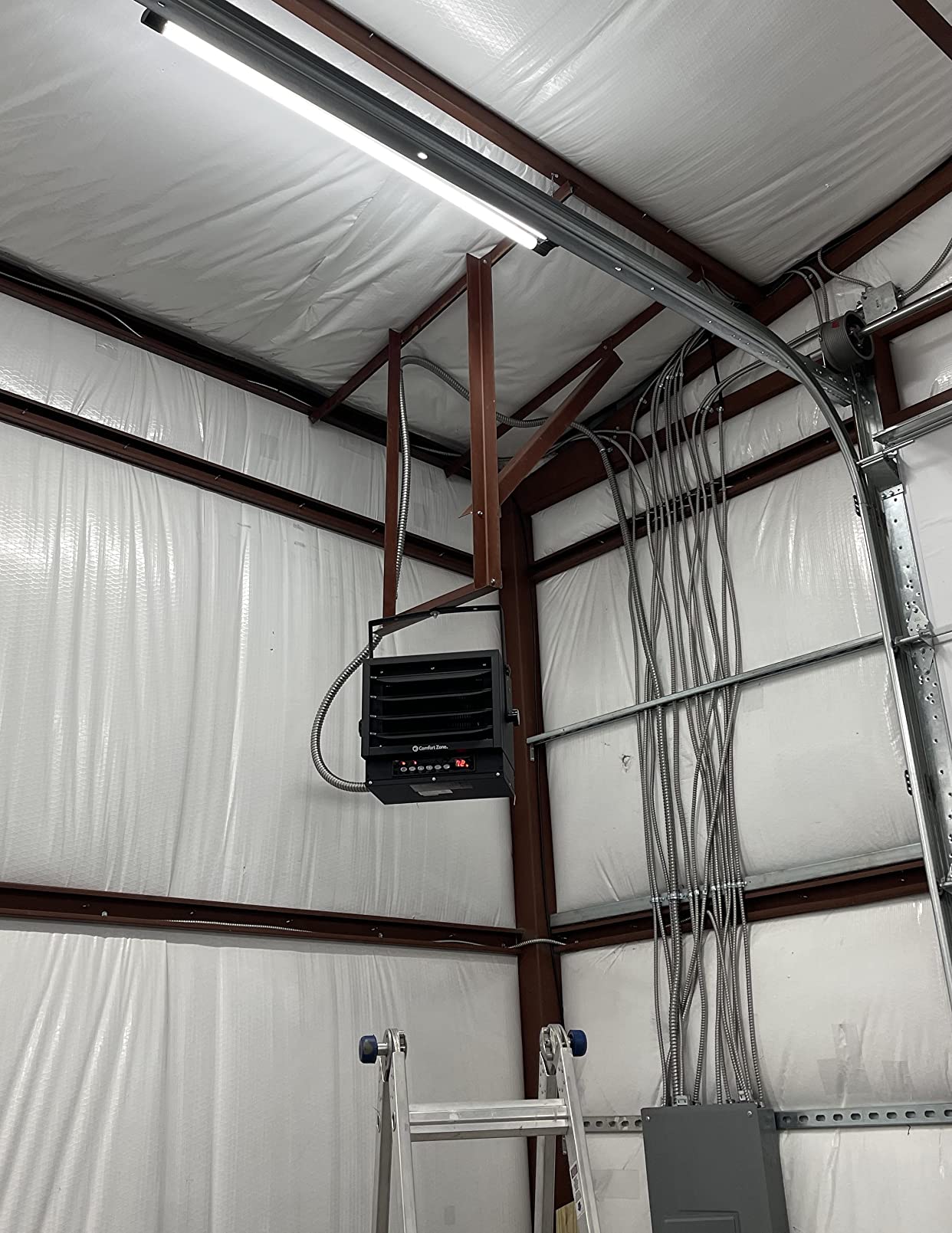 Comfort Zone Hard-Wired Ceiling Mount Garage Space Heater with Remote, 7,500 Watt, 240 Volt, Fan-Forced, Overheat Protection, Digital Thermostat, 12-Hour Timer, Ideal for Garage & Workshop, CZ230ERBK customer photo 1