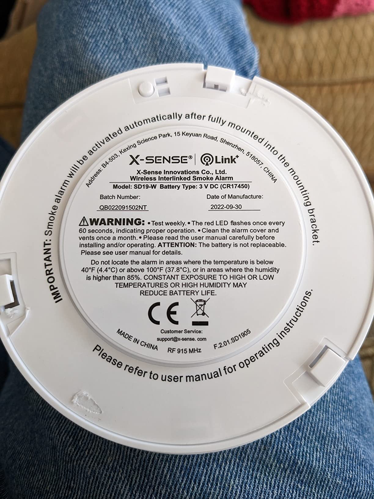 X-Sense Interconnected Smoke Detector, 10-Year Battery, SD19-W, 3-Pack customer photo 1