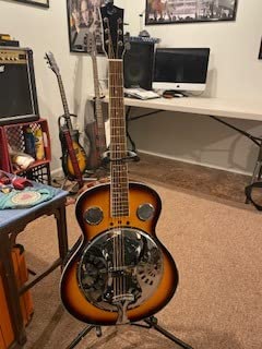 Resophonic Resonator Acoustic Electric Guitar Kit, 6 String Round Neck Sunburst Wood Body Guitar for Blues, Country & Slide, Built-in Preamp, Metal Cone, Gig Bag, Strap, Tuner, Strings & Picks customer photo 2