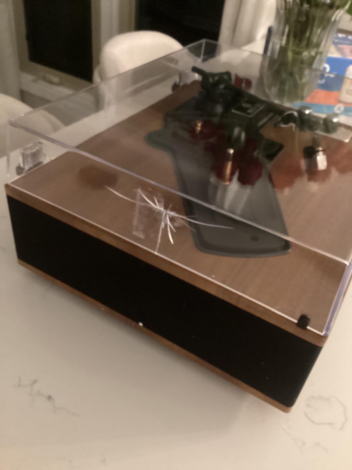 ANGELS HORN Vinyl Record Player, Bluetooth Turntable with Built in Speakers Phono Preamp, High Fidelity Turntables for Vinyl Records with Magnetic Cartridge AT-3600L, Belt Drive 2-Speed customer photo 2