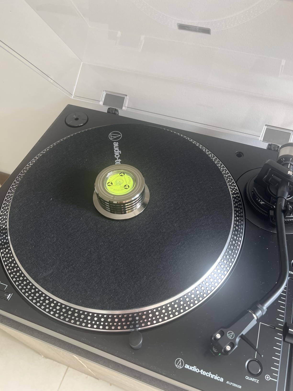 KozyOne Record Weight Stabilizer, Turntable Disc Record Stabilizer Clamp with Bubble Level for Vinyl LP Record Player (Chrome Black) customer photo 1