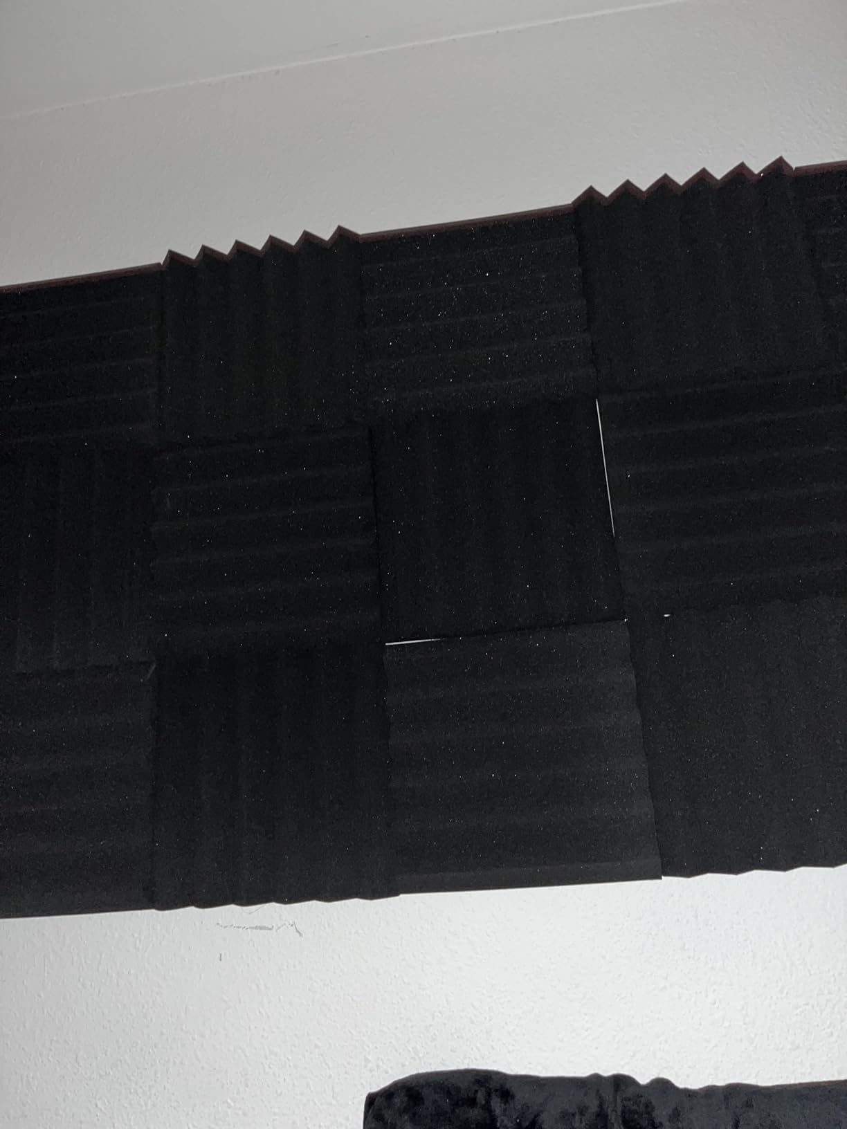 GUERRI Sound Proof Foam Panels - 12 x 12 x 2 Inches 36 Pack Wedges Acoustic Foam Panels Sound Proofing Padding for Walls and Ceiling High Density Foam Studio Foam (Black) customer photo 1