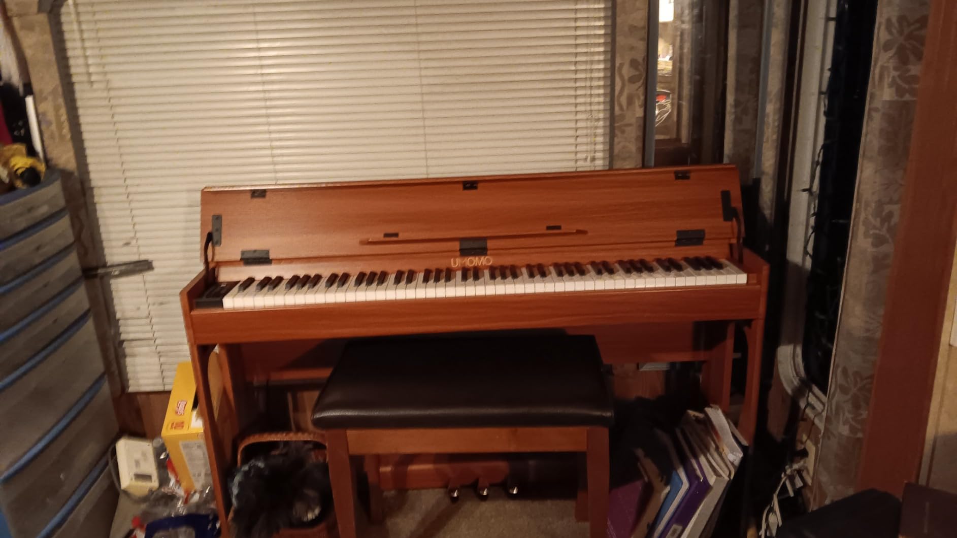UMOMO 88 Weighted Key Digital Piano with Duet Piano Bench, Beginner Keyboard Piano Full Size Heavy Hammer Weighted Action Electric Piano Keyboard with USB MIDI, Brown customer photo 1