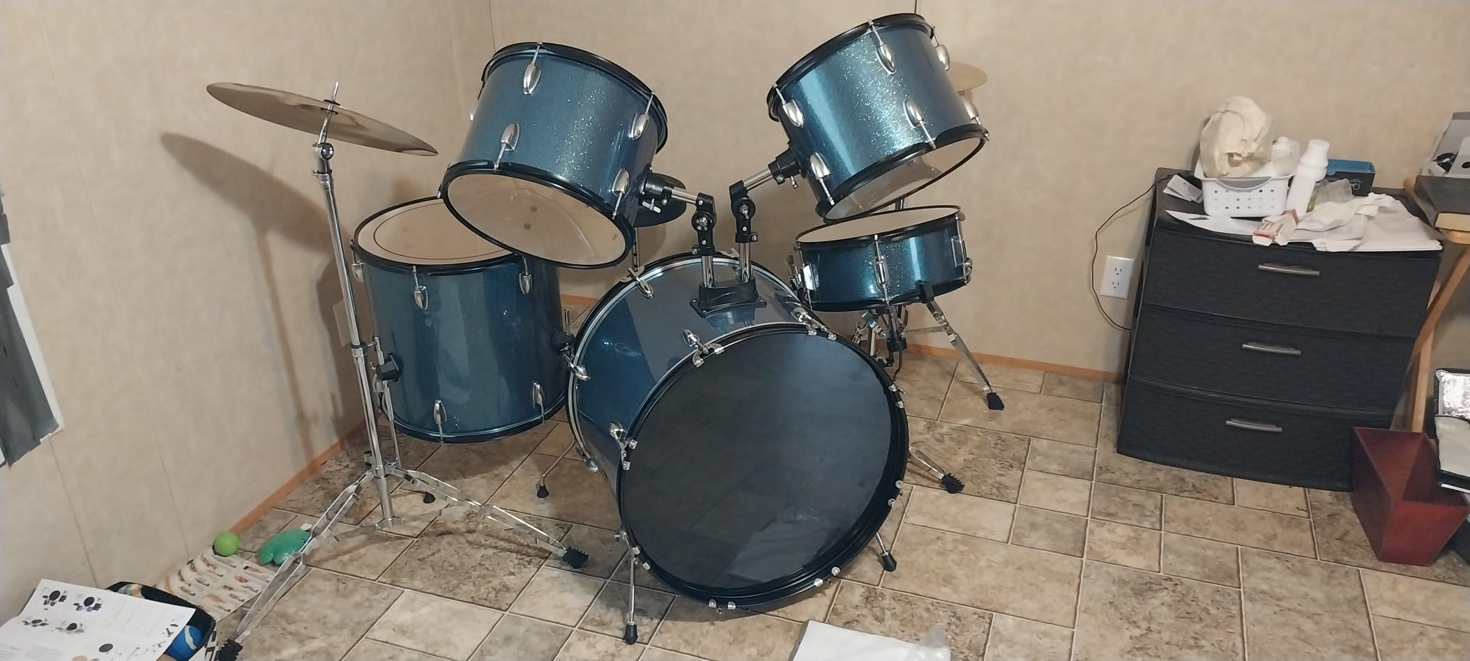 Ktaxon 22 Inch Drum Set Adult, 5-Piece Full Size Poplar Drumset, Black customer photo 2