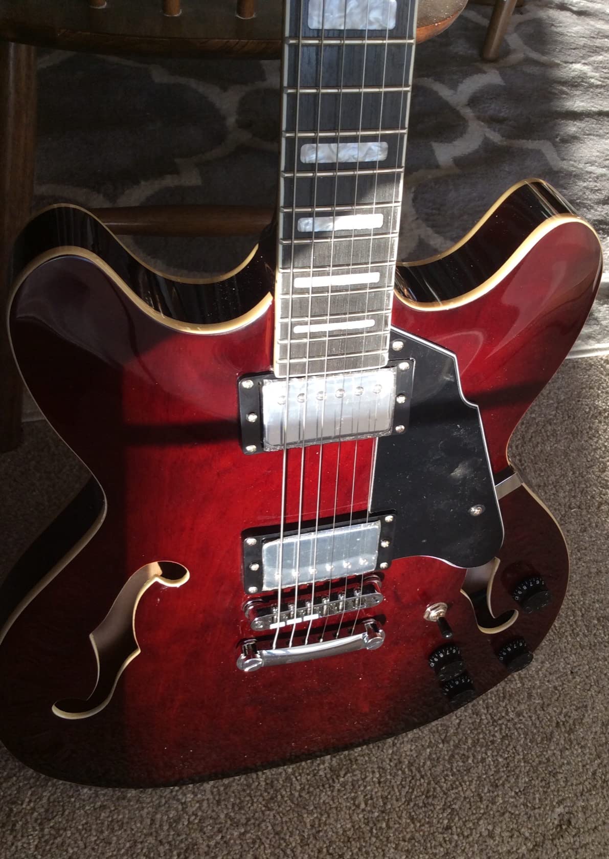 Redid Semi-Hollow Body Electric Guitar RD-100 Jazz Guitar with F-Hole,Maple neck,humbucker Pickups(Green) customer photo 2