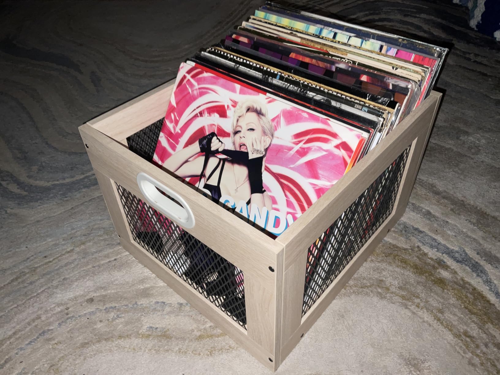 3IngSeagulls Vinyl Record Storage Crate Wooden Record Holder, Classic Cube Record Organizer Storage 100+ Records, Brown Color Vinyl Record Holder for Albums Super Easy to Assemble… customer photo 2