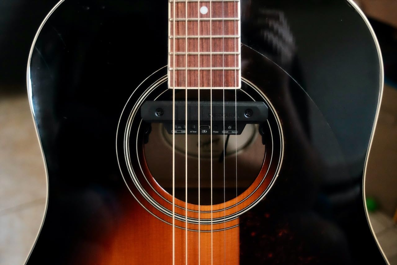 Wireless Acoustic Guitar Pickup Rechargeable Magnetic And Microphone Soundhole Pickup For Acoustic Guitar Build-In Volume Control(Black) customer photo 1