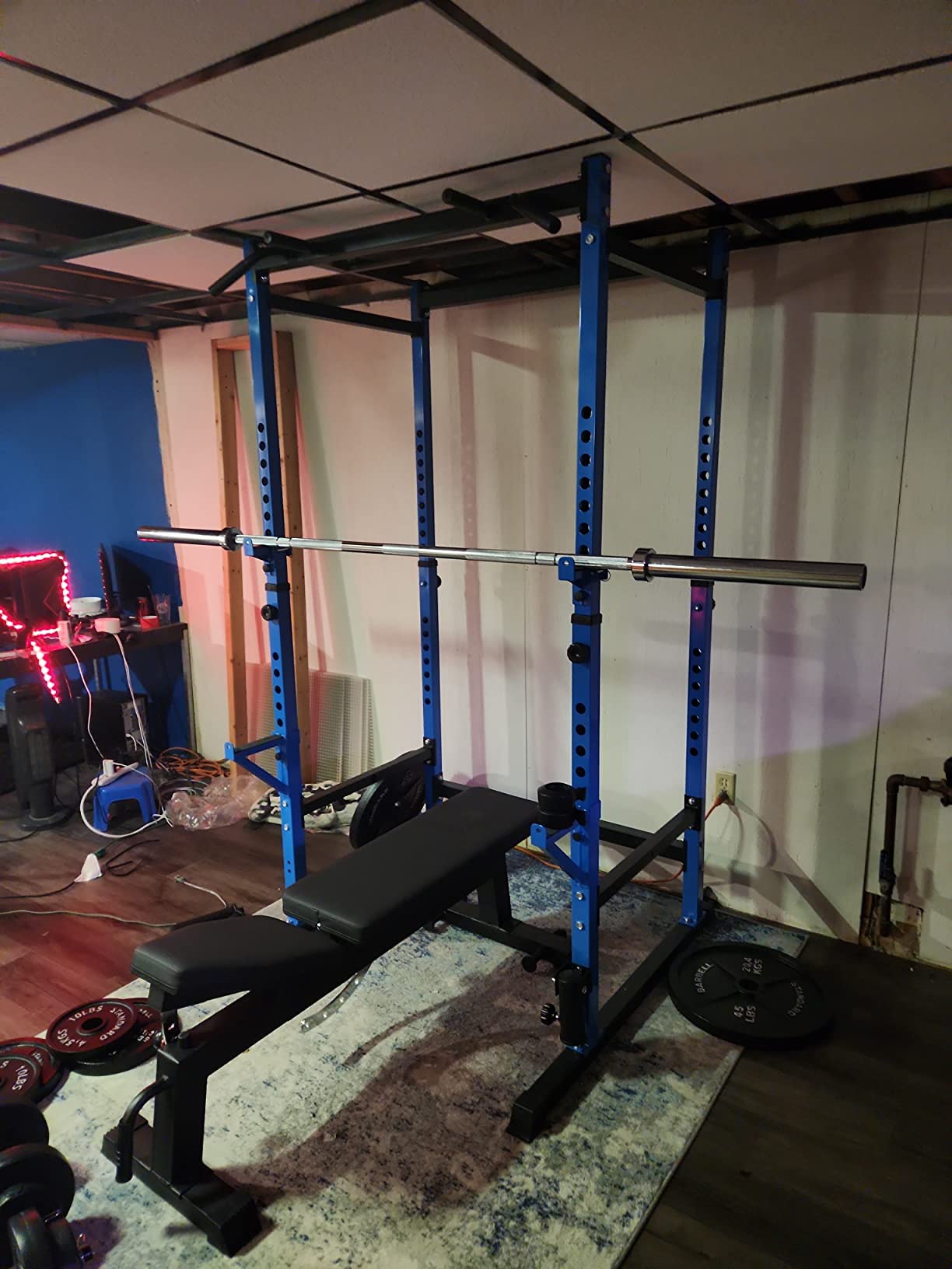 Bongkim Power Rack, Rack Cage for Weight Training, Adjustable Squat Stand Rack for Home Gym Equipment, Lifting Cage with 660lb Capacity customer photo 1
