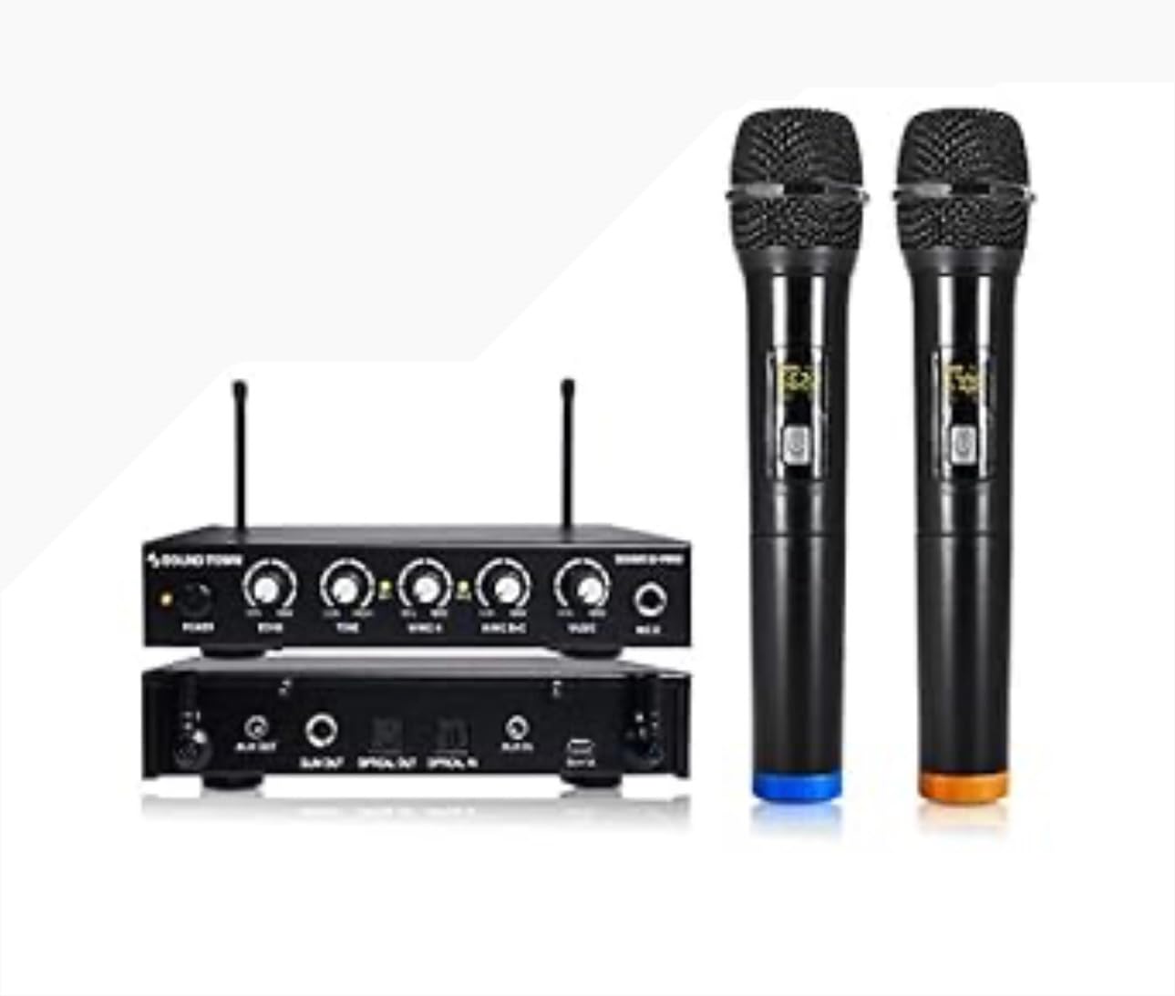 Sound Town 100 Channels Wireless Microphone Karaoke Mixer System with 2 Metal Handheld Microphones, Optical (Toslink), AUX, for Smart TV, Home Theater, Sound Bar (SWM16-2MEGA) customer photo 1