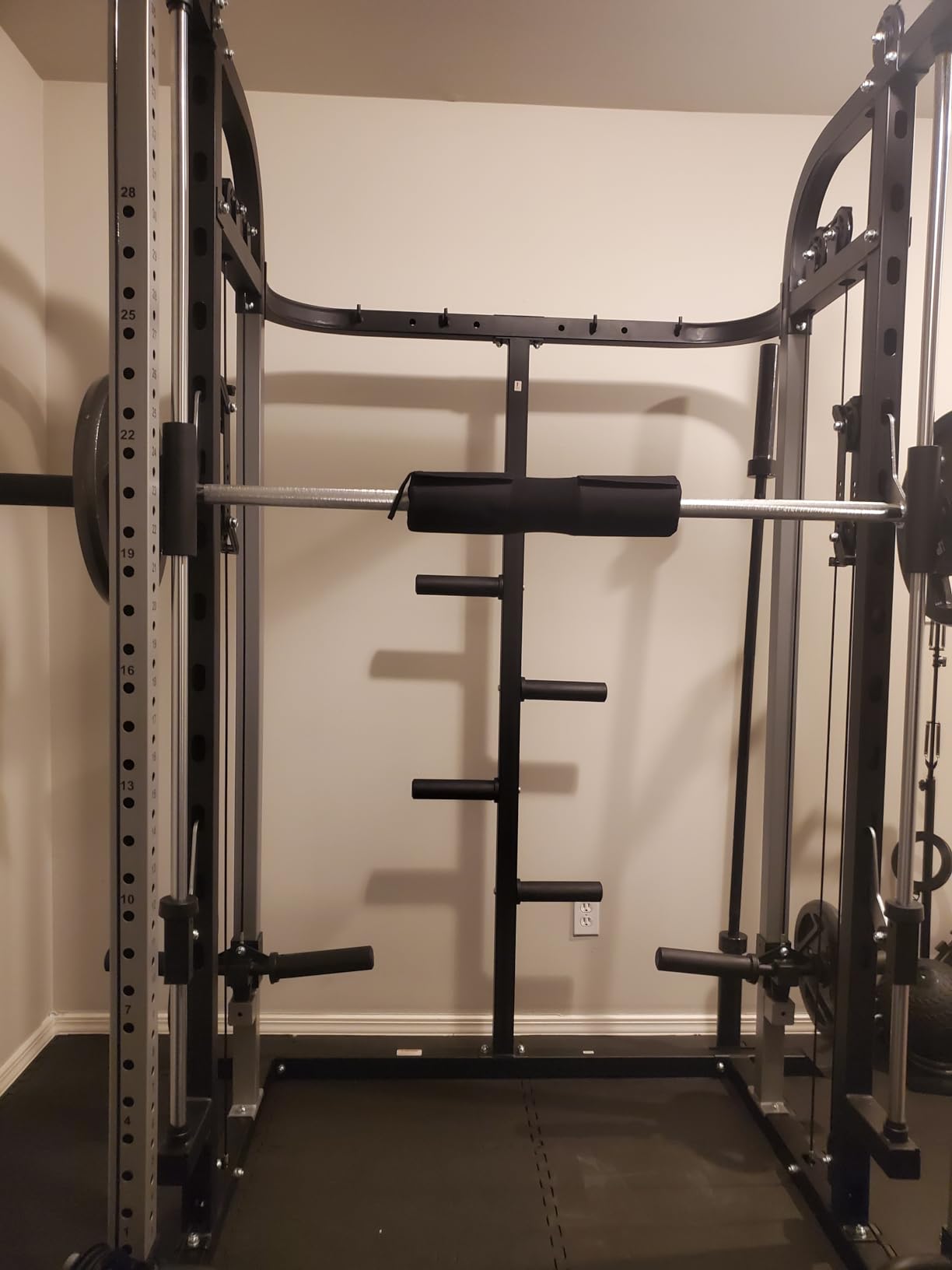 Smith Machine, Multifunctional Power Cage Rack with Smith Bar and Cable Pulley System, and LAT Pull Down Machine for Home Gym… customer photo 1