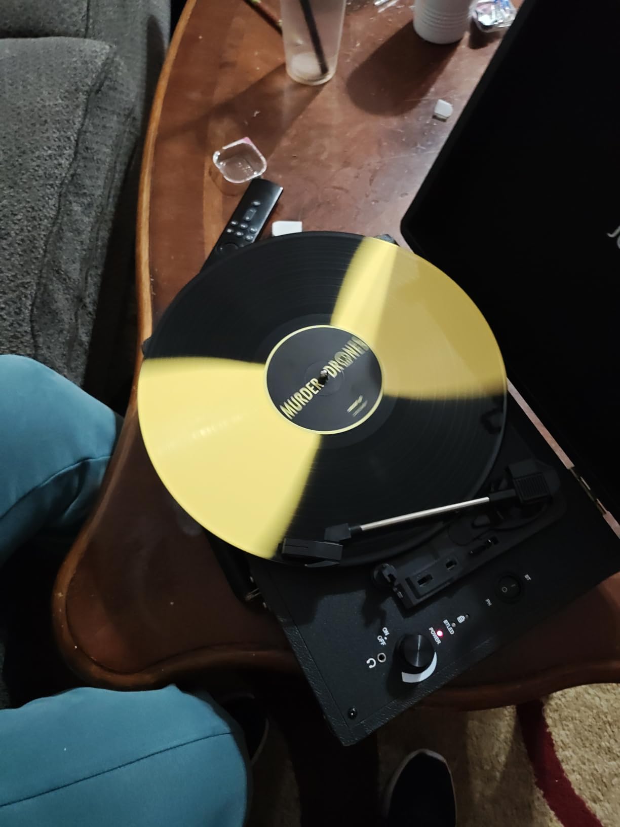 Record Player 3 Speed Vinyl with Bluetooth Vintage Turntable Built in Battery Portable Suitcase Support Aux in RCA Line Out Headphone Jack Purple customer photo 1